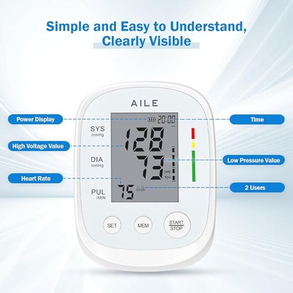 🆕AILE Blood Pressure Monitor Upper Arm with Large Cuff (8.7″–16.5″)💓  Open Box - Picture 2 of 3